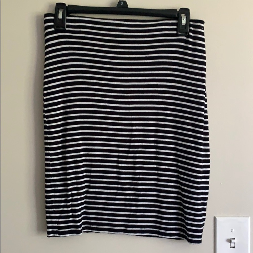 Black and white striped skirt.